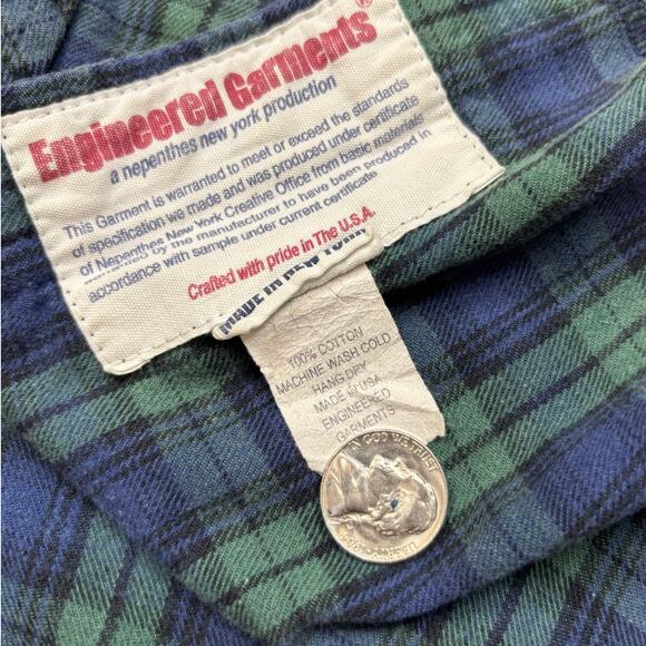 Engineered Garments Nepenthes New York Pearl Snap Plaid Shirt Long Sleeve Large - Picture 8 of 10